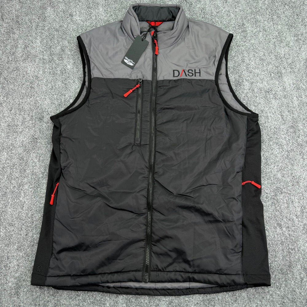 Straight Down Vest Men's Small Black Grey Jasper Insulated Dash Full Zip